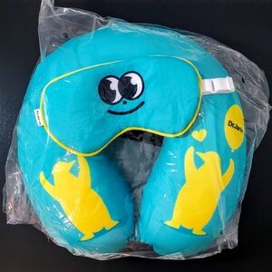 NWT Dr.Jart+ Memory Foam Travel Neck Pillow & Sleep Mask Set Tiffany Blue